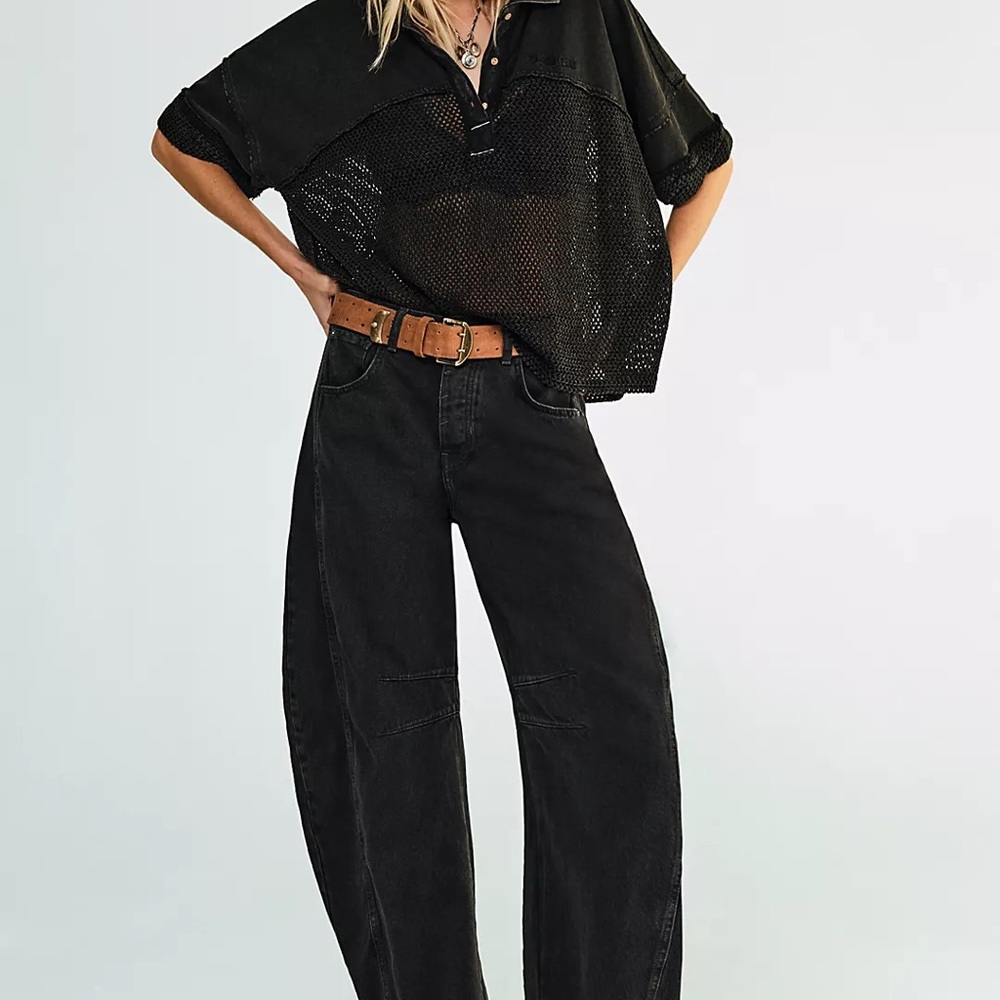 Free People Black Wide Leg Flare Jeans